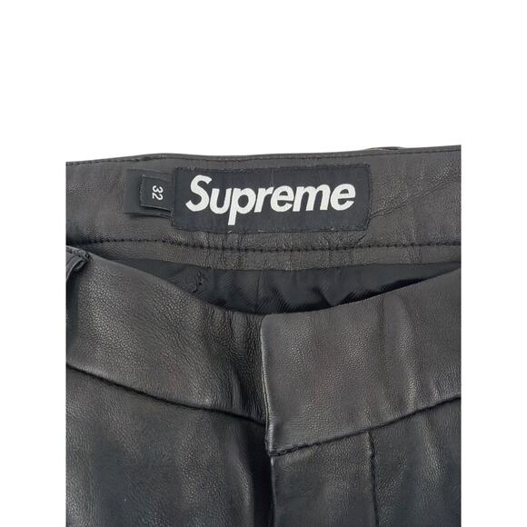 Supreme Men's Black Leather Straight Leg Trousers Size 32 - Picture 4 of 12